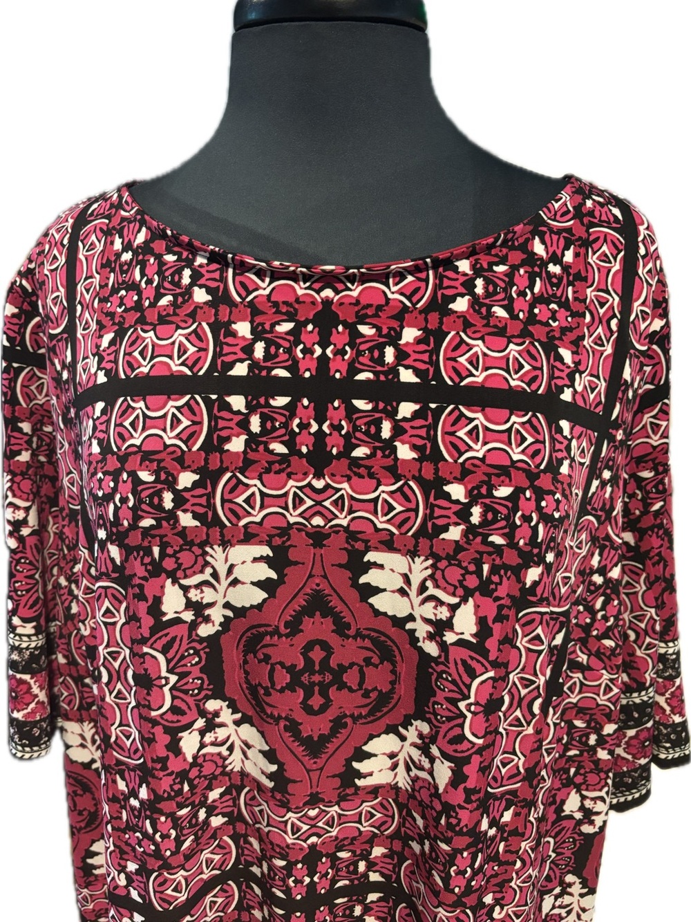 Roz & Ali Black Mixed Print Midi Dress 3x